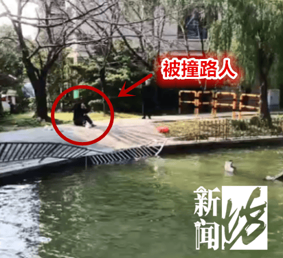 六旬阿姨小区内驾车冲进水里！落水后自行脱困，有人被撞到